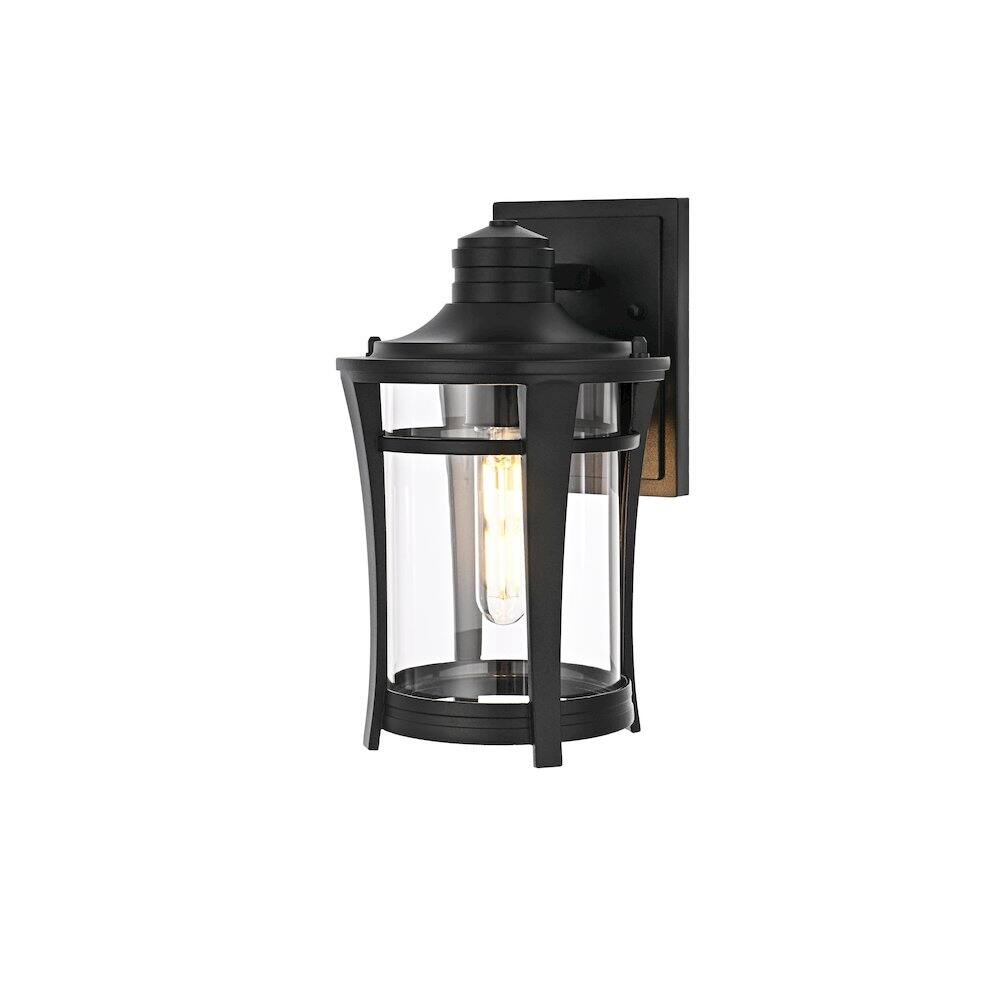 Angle. Elegant Lighting - Artemis 11 inch Outdoor Wall sconce in Black - Black And Clear.