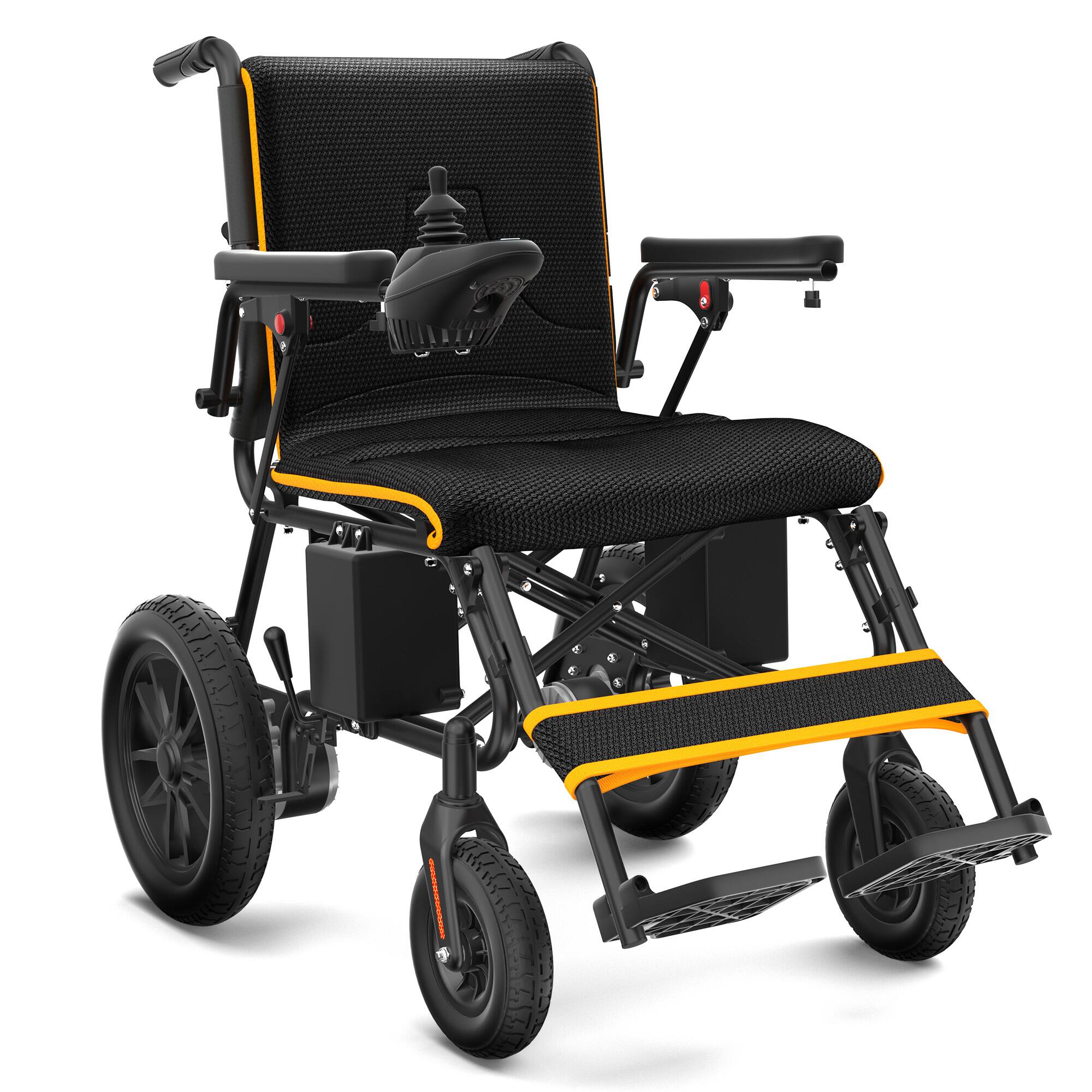 Front. KERDOM - 64 LBS Lightweight Foldable Electric Wheelchair All-Terrain, 15 Miles Range Long Travel, Easy Controll, Safety Brakes - Orange.