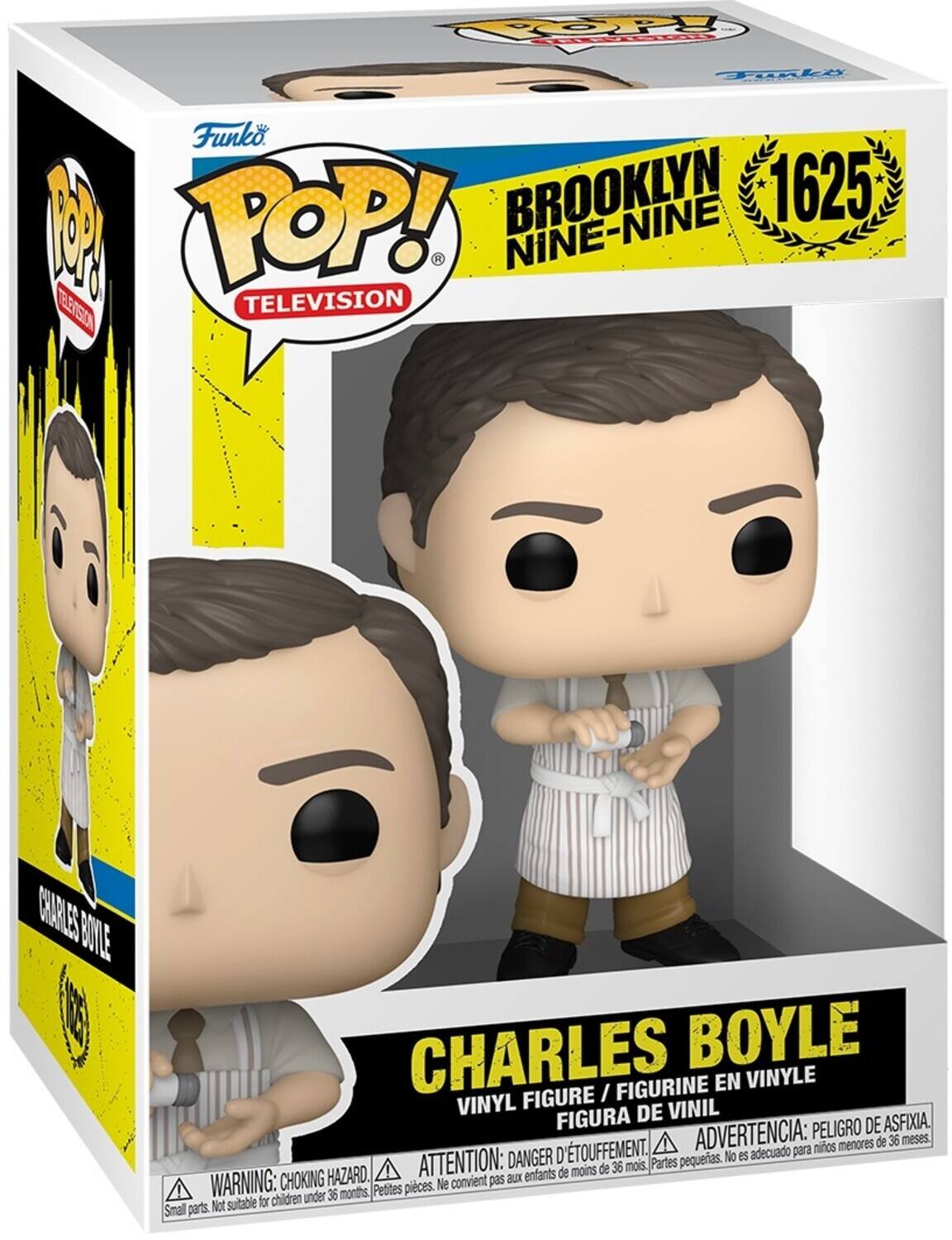Funko POP! Brooklyn 1625 M Television Nine-Nine Television Charles Boyle Figurine en Vinyle Figure I Vinyl De Vinil Figura Peligro de Asfixia. D'touffement. Advertencia: nios menores de 36 meses Danger D'étouffement. Attention: de 36 mois. Partes pequerias. Hazard. enfants de moins Warning: Choking No es adecuado para children under 36 months Petites pieces. Not suitable for children Smal parts.