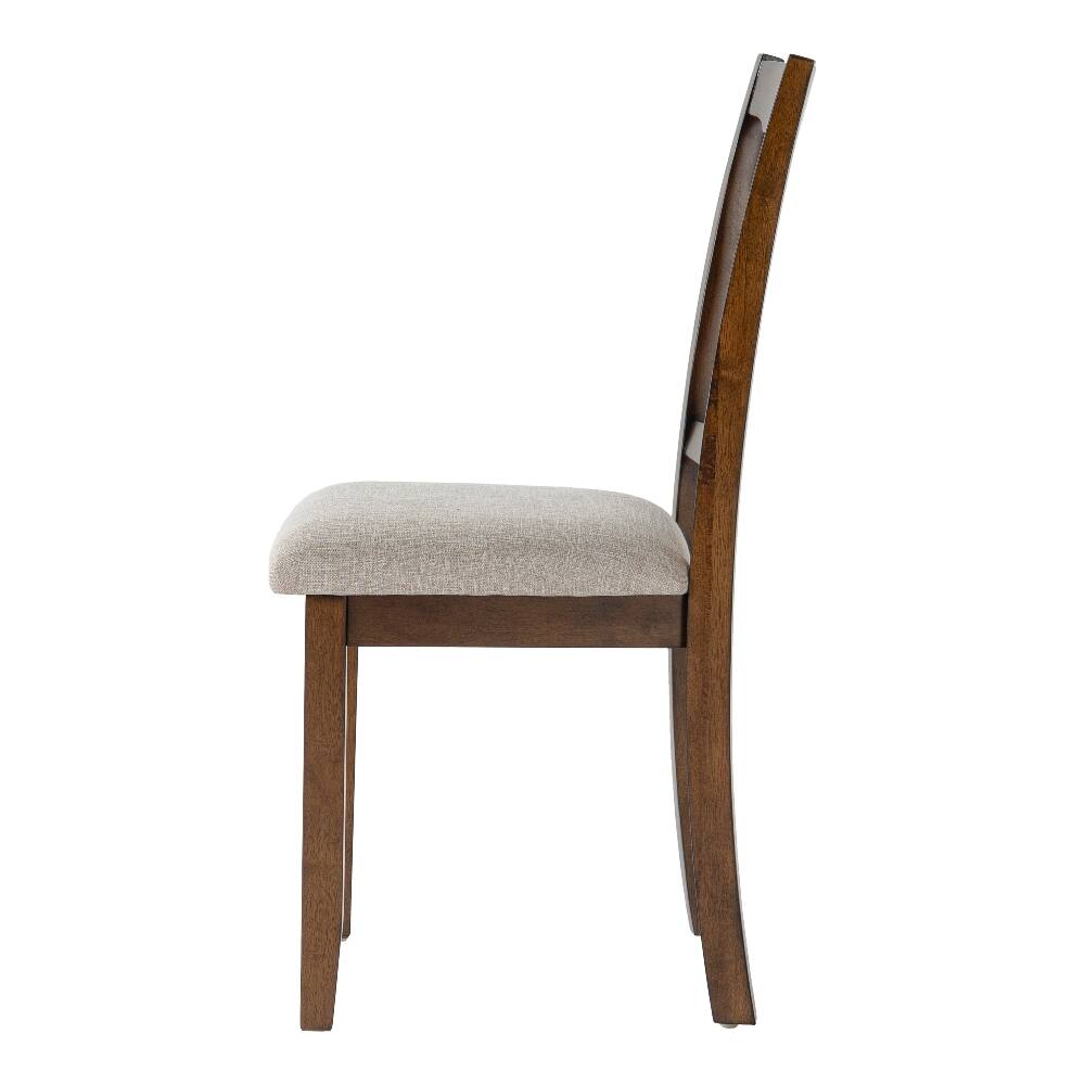 Alt View 4. Loheer - Loheer Dining Chairs Set of 2 Mid-Century Modern Upholstered High Back Rubberwood Padded Kitchen Desk Chairs Brown Beige - Brown, Beige.
