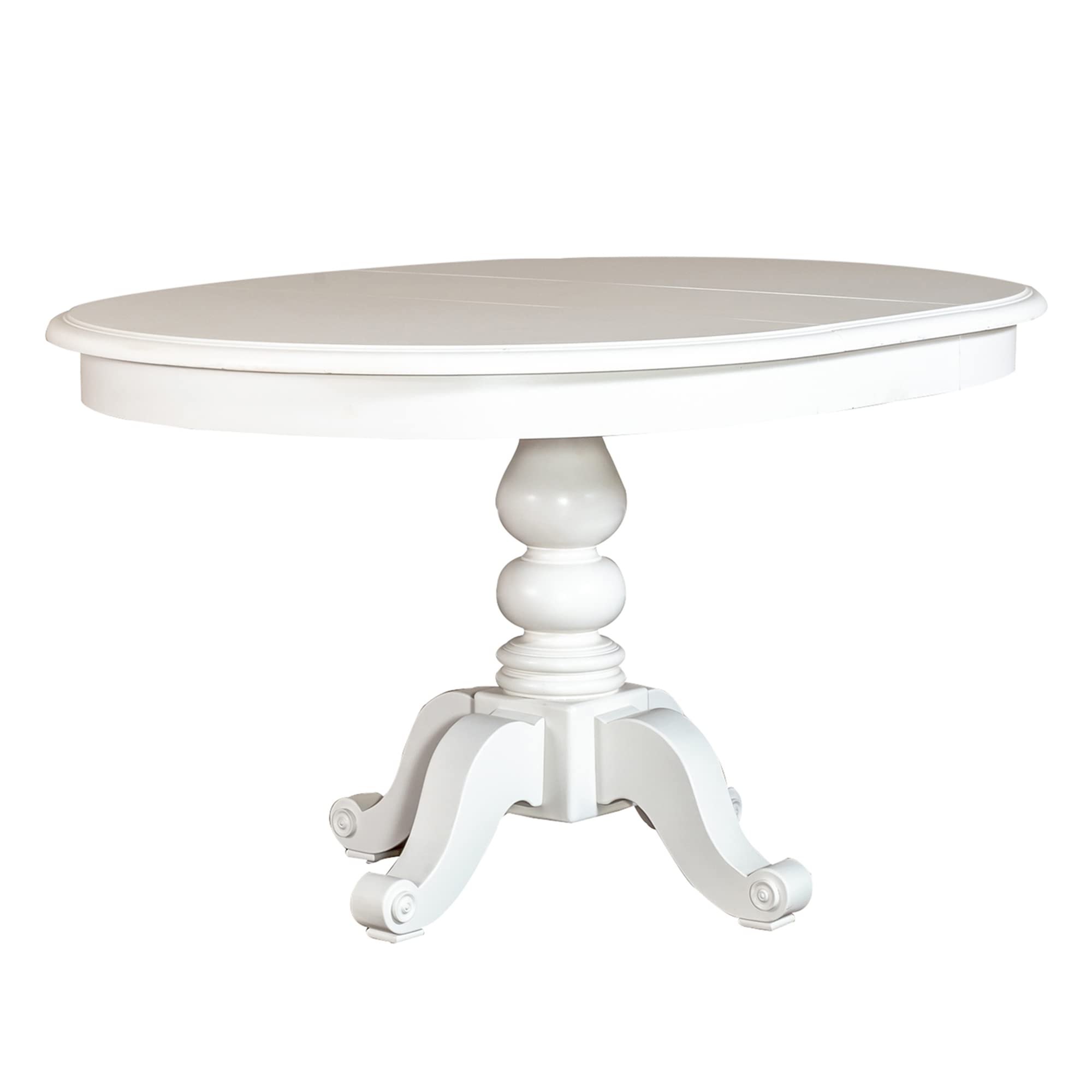 Angle. Liberty Furniture Industries - Pedestal Table in Poplar/Pine Solids w/ Wood Products - Oyster White & Navy.