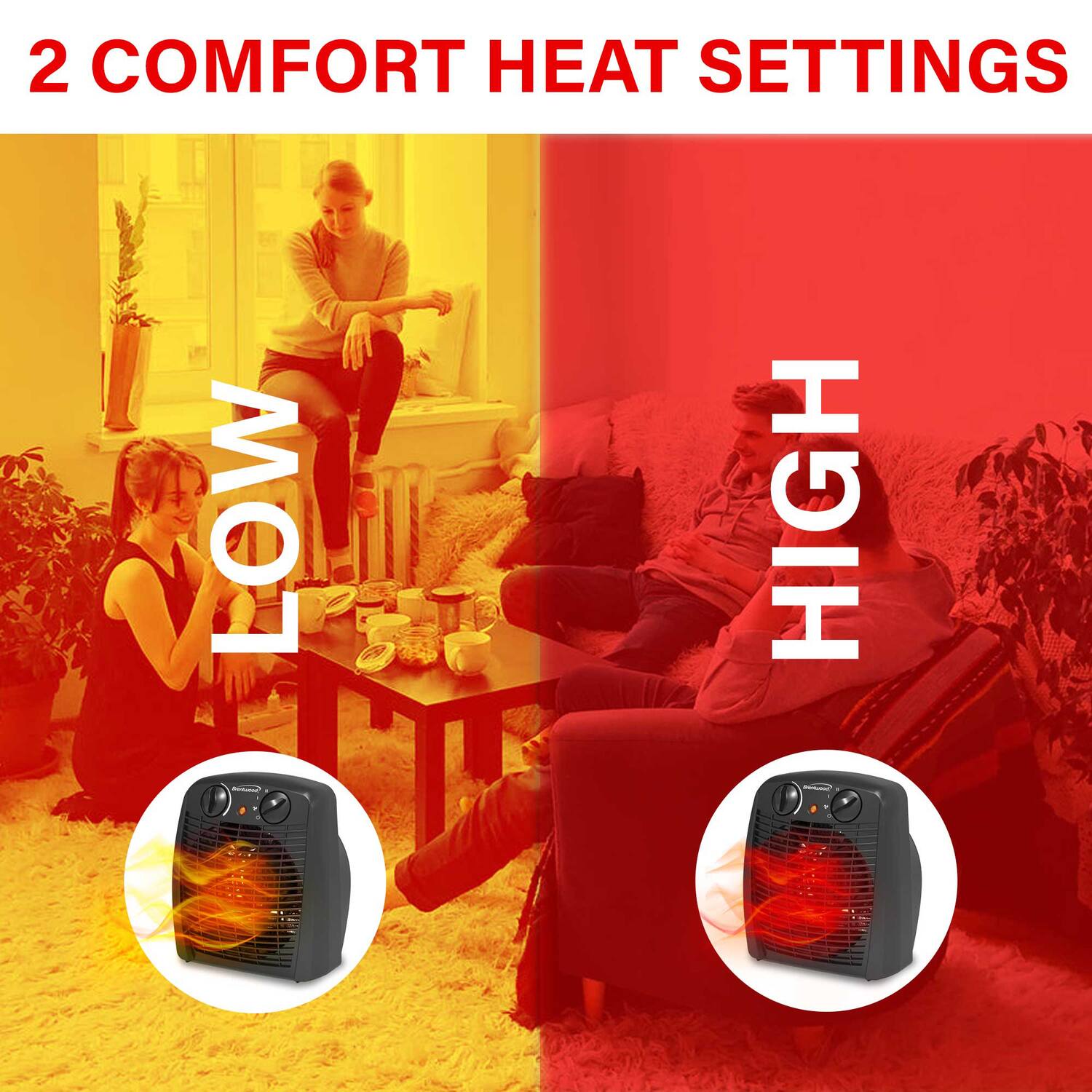 2 COMFORT HEAT SETTINGS

LOW

HIGH