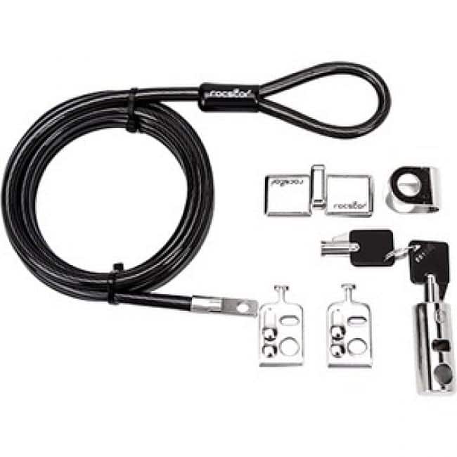 Rocstor - Rocbolt Desktop and Peripherals Security Locking Kit with 8' Cable and Key Lock - (2) Keys - 8 ft (2.5m)