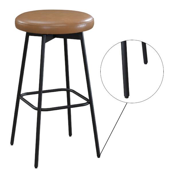 Alt View 6. LuXeo - Doheny 24" Steel Legs Swivel Barstool with Upholstered Seat, Black-White (Set of 2) - Black/White.