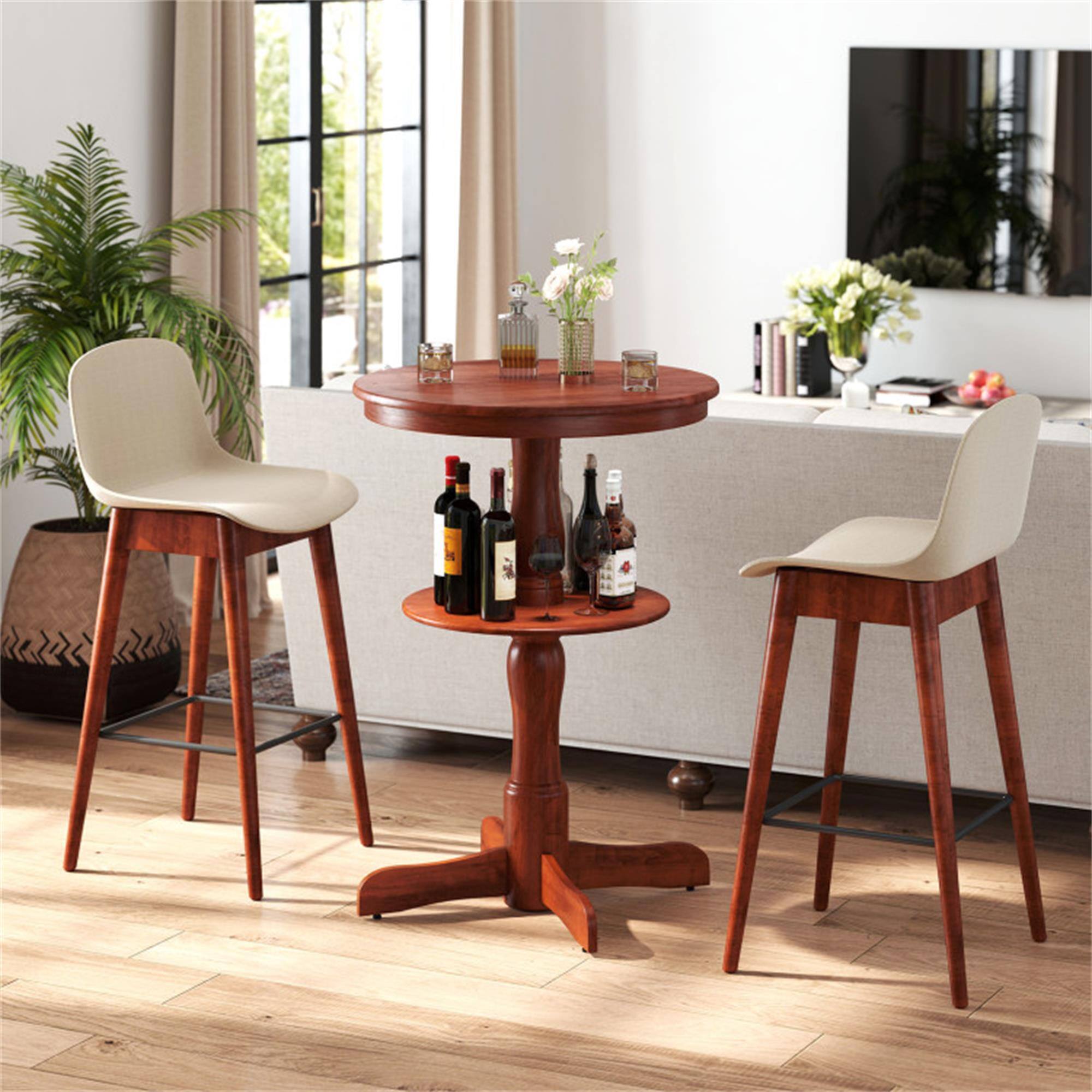 Alt View 2. Boyel Living - Black Round Bar Table for Outdoor Patio Use - Brown.