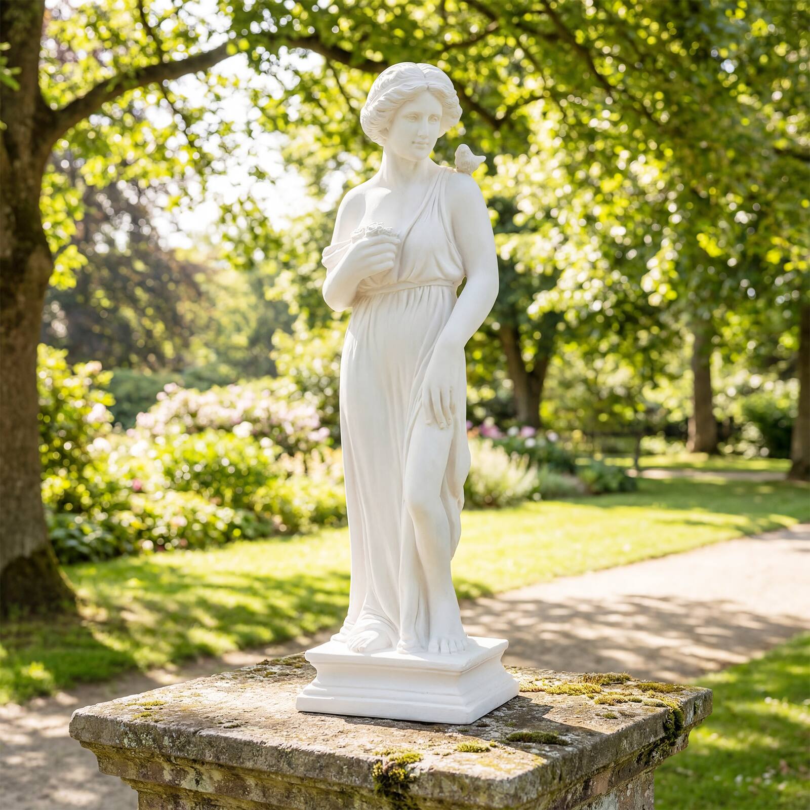 Alt View 4. Costway - Costway MgO Garden Goddess of Greek Mythology Sculpture with Antique Finish, Column Base - White.