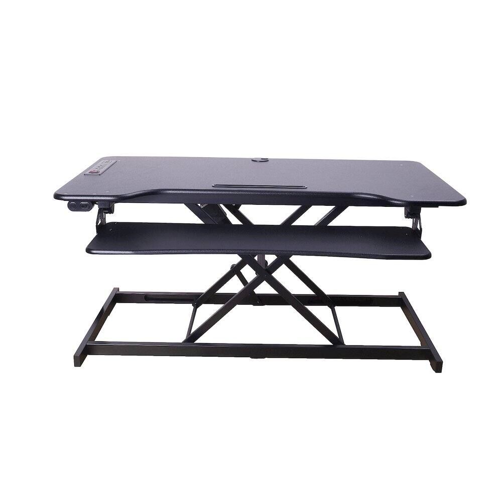 Alt View 2. Rocelco - 46" Electric Standing Desk Converter with AC Outlet USB Charger - Black.