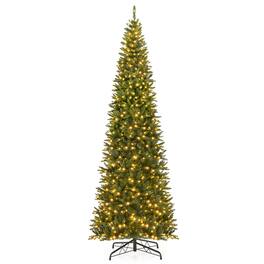Gymax - 12 FT Artificial Xmas Tree w/ Quick Power Connector & 800 Warm White LED Lights - Green
