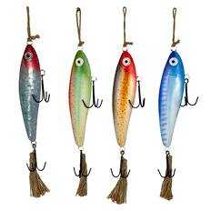 Front. Things2Die4 - Vintage Fishing Lure Wall Hangings – Set of 4, Multicolor Nautical Art - Multicolored.