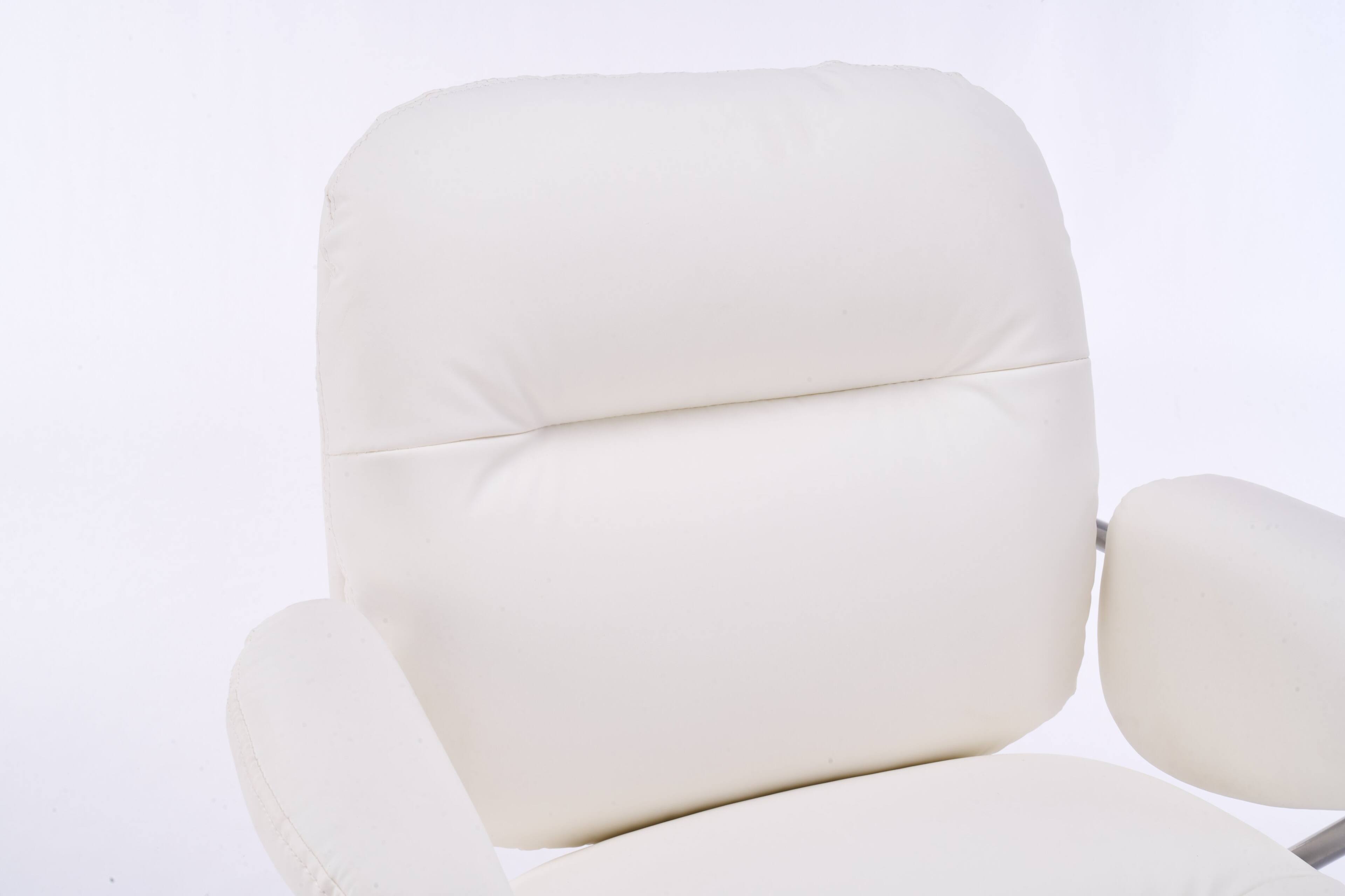 Alt View 4. TinyHomie - Ergonomic White Leather Office Chair with 360° Swivel Adjustable Height Reclining Backrest and Breathable Seat - Beige.