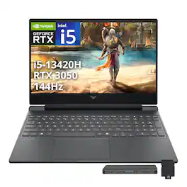HP - Victus 15.6" 144Hz Gaming Laptop,Intel i5-13420H,16GB RAM,512GB SSD+1TB Dock Set,GeForce RTX 3050,Win 11 - Silver