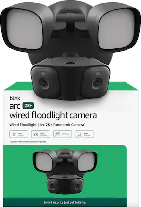 blink arc 2K+ wired floodlight camera
Wired Floodlight | Arc 2K+ Panoramic Camera1
5000 Lumens Video 2K Resolution 180° View
Smart Detection
Compatible Blink subscription required (sold separately)
Smart security just got brighter