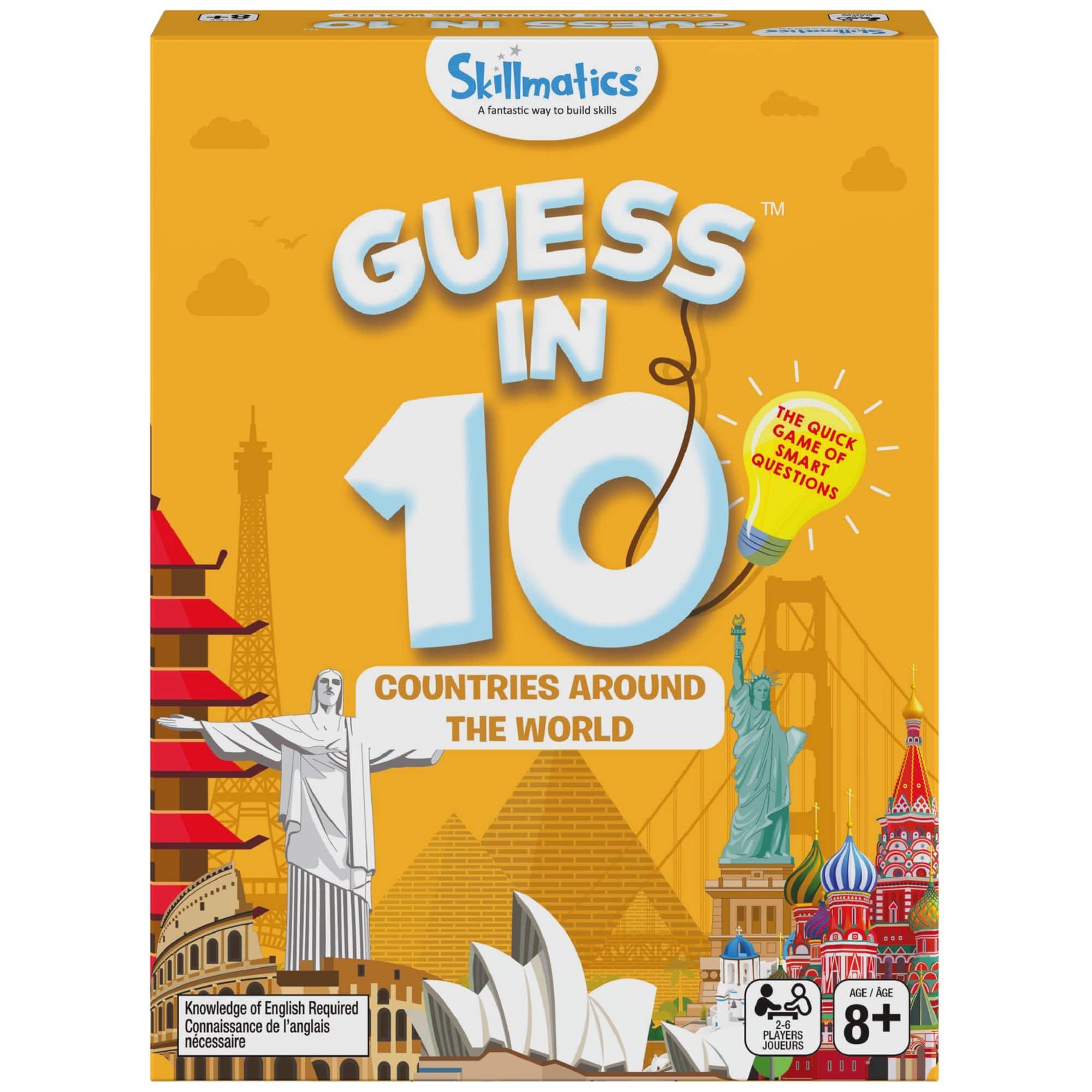 SpinMaster Games - Skillmatics Guess in 10 Countries of the World Card Game for Kids & Families Ages 8+, Travel-Friendly 2–6 Players - Yellow