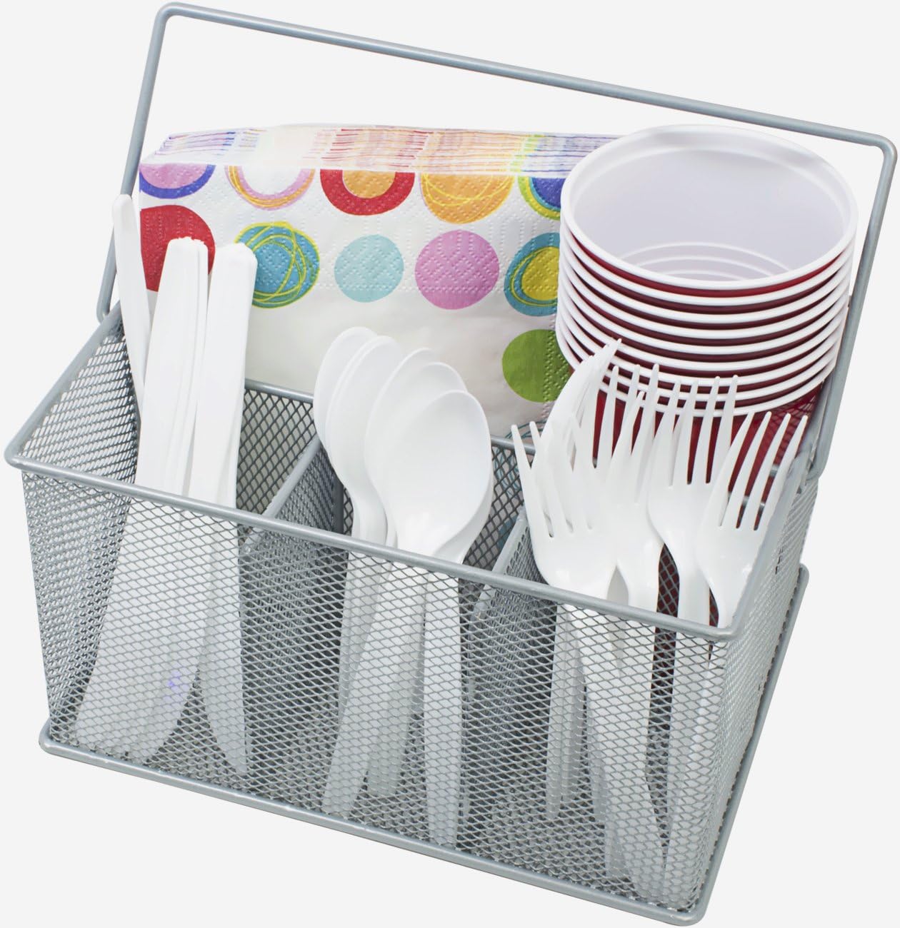 Alt View 5. Sorbus - Sorbus® Utensil Caddy — Silverware, Napkin Holder, and Condiment Organizer — Multi-Purpose Steel Mesh Caddy - Silver.