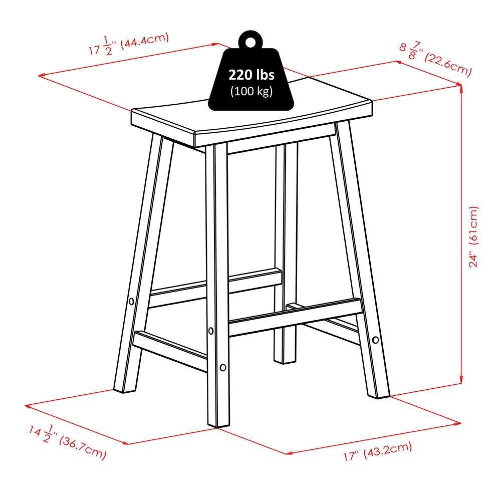 17½" (44.4cm)  
220 lbs (100 kg)  
8¾" (22.6cm)  
24" (61cm)  
14½" (36.7cm)  
17" (43.2cm)