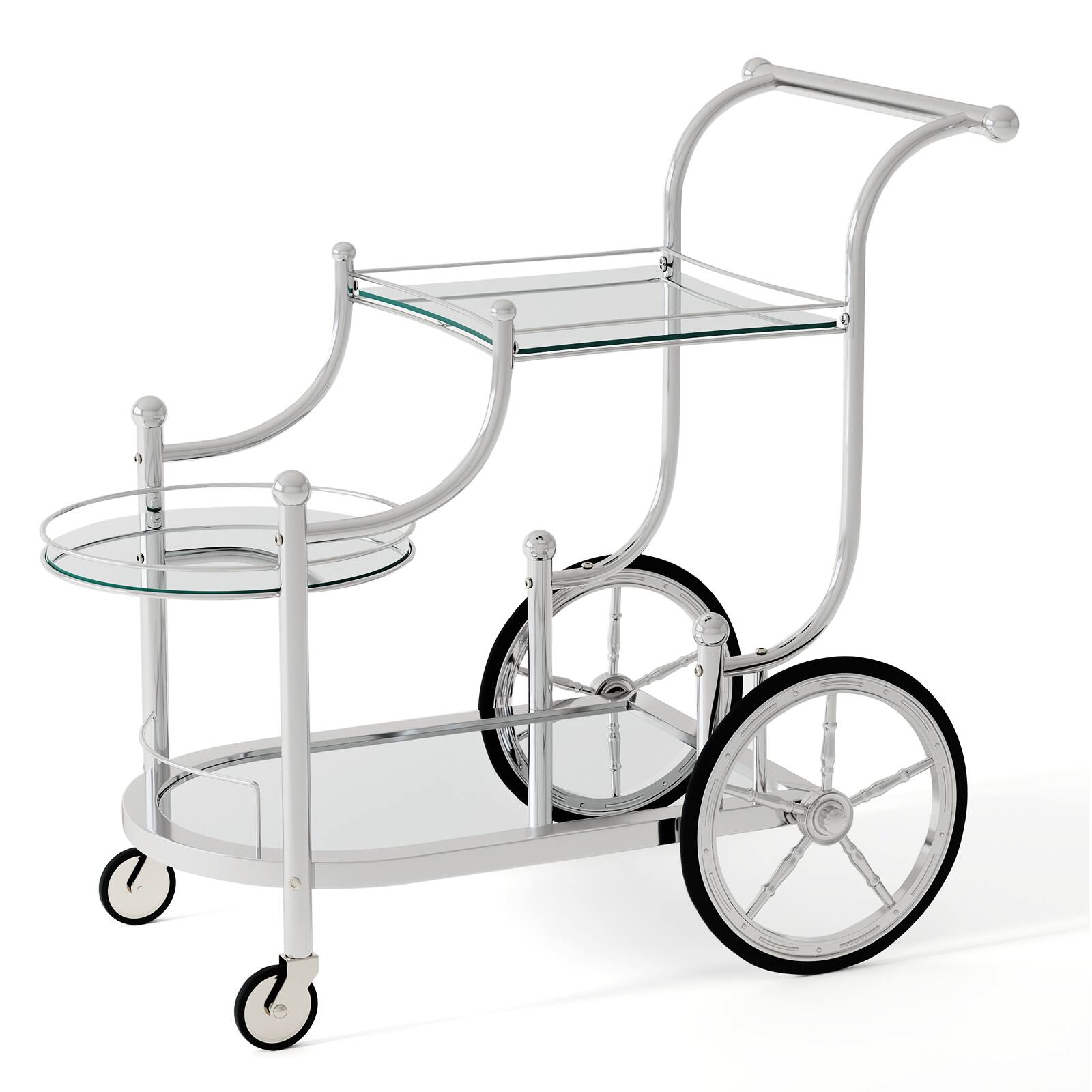 Alt View 8. Gymax - Gymax Bar Cart 3-Tier Home Bar Serving Cart on Wheels w/ Mirrored Shelves - Silver.