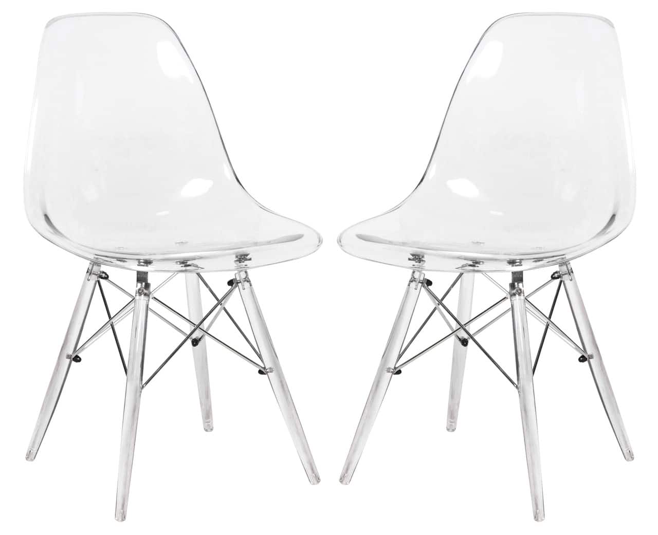 LeisureMod - Cresco Modern Acrylic Dining Chair with Eifel Design Legs for Dining Room, Kitchen and Home Office - Clear