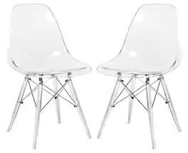 LeisureMod - Cresco Modern Acrylic Dining Chair with Eifel Design Legs for Dining Room, Kitchen and Home Office - Clear