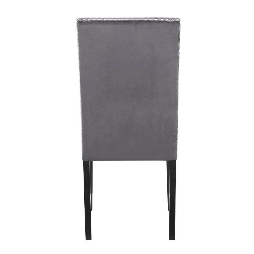 Alt View 4. New Classic Furniture - Furniture 37.75" Velvet & Wood Dining Chair in Gray (Set of 2) - Grey.