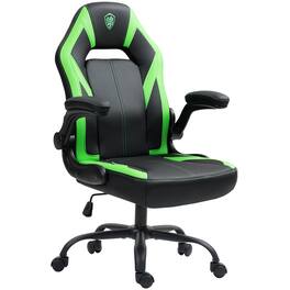 Dowinx - Gaming Chair with Breathable PU Leather, Gamer Chair with Pocket Spring Cushion, Swivel Desk Chair Seat Adjustable - Black Green
