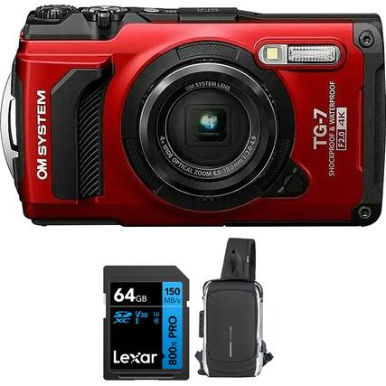 OM SYSTEM LENS OM 4x 4.9 WIDE 1:2.0-4.9 OPTICAL ZOOM 4.5-8.0mm WATERPROOF 4K TG-7 & F2.0 SHOCKPROOF 64GB 150 MB/s V30 I 3 PRO Lexar 800x