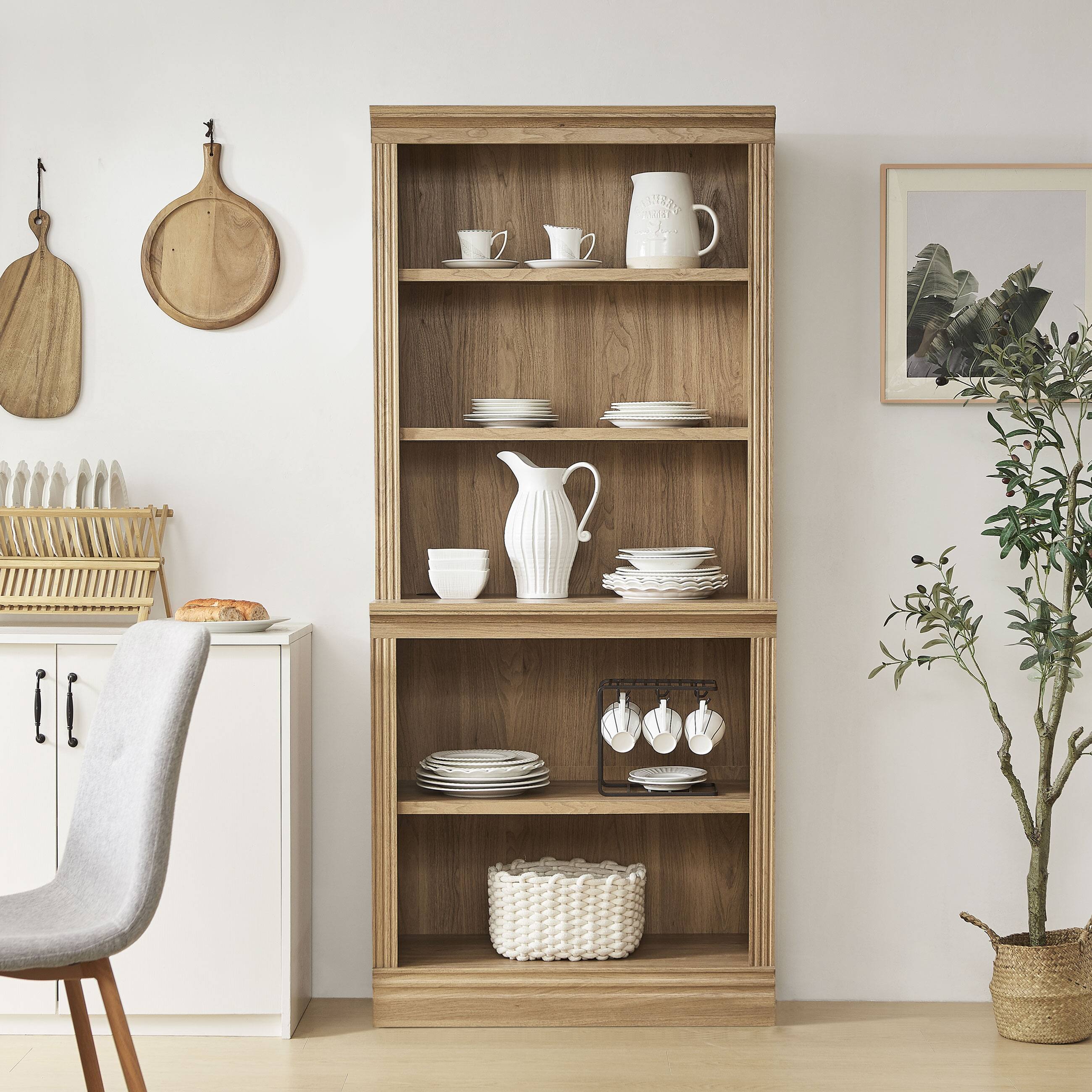 Angle. VAUXHILL & CO. - VAUXHILL & CO. Halston Multi-Depth Bookcase, Adjustable Shelving Unit, Oak - Oak.