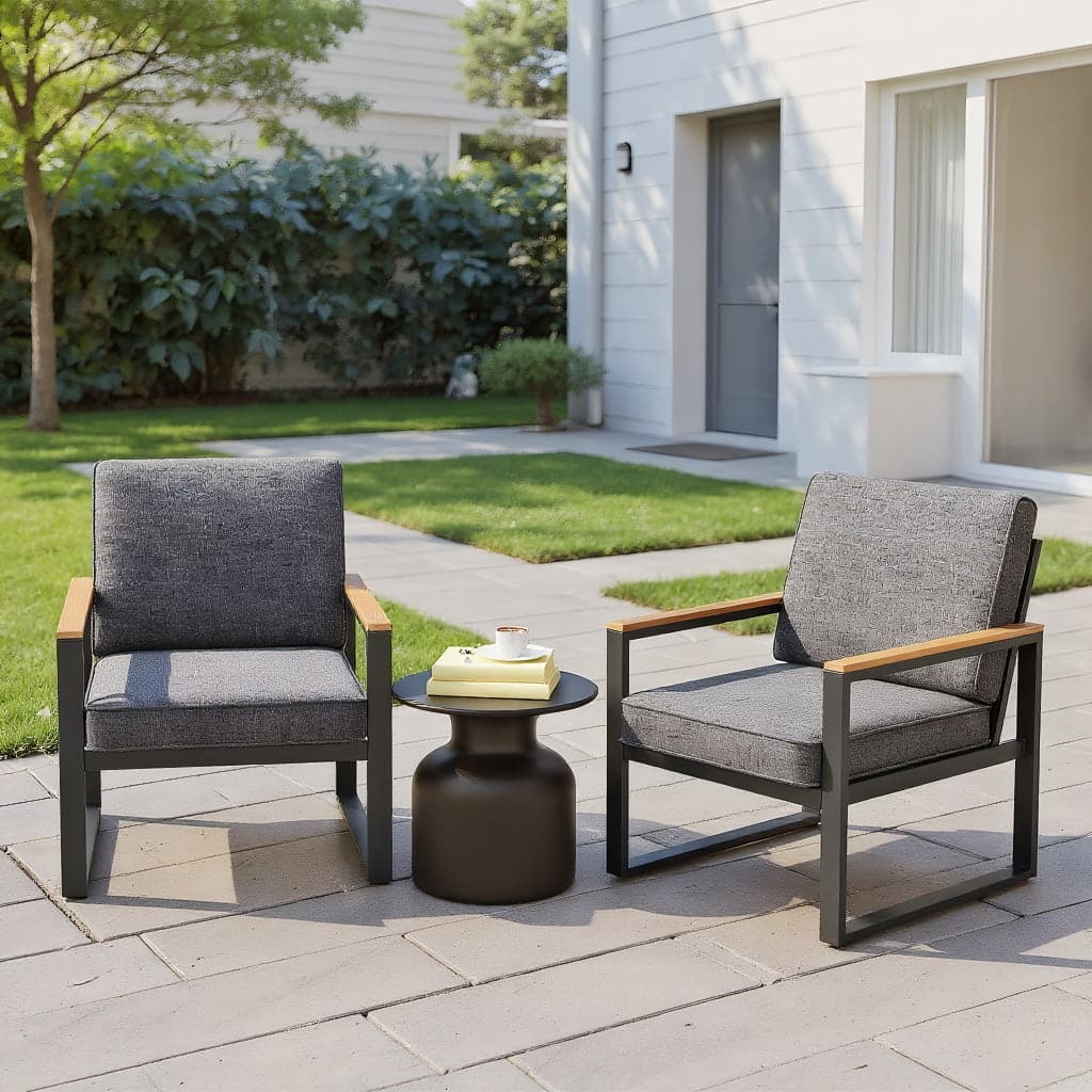 Kadyn - Outdoor Dining Room Chairs, Patio Kitchen Chairs,Patio Aluminum Sofa Modern Armchairs Set of 2 for Balcony-Grey - Gray