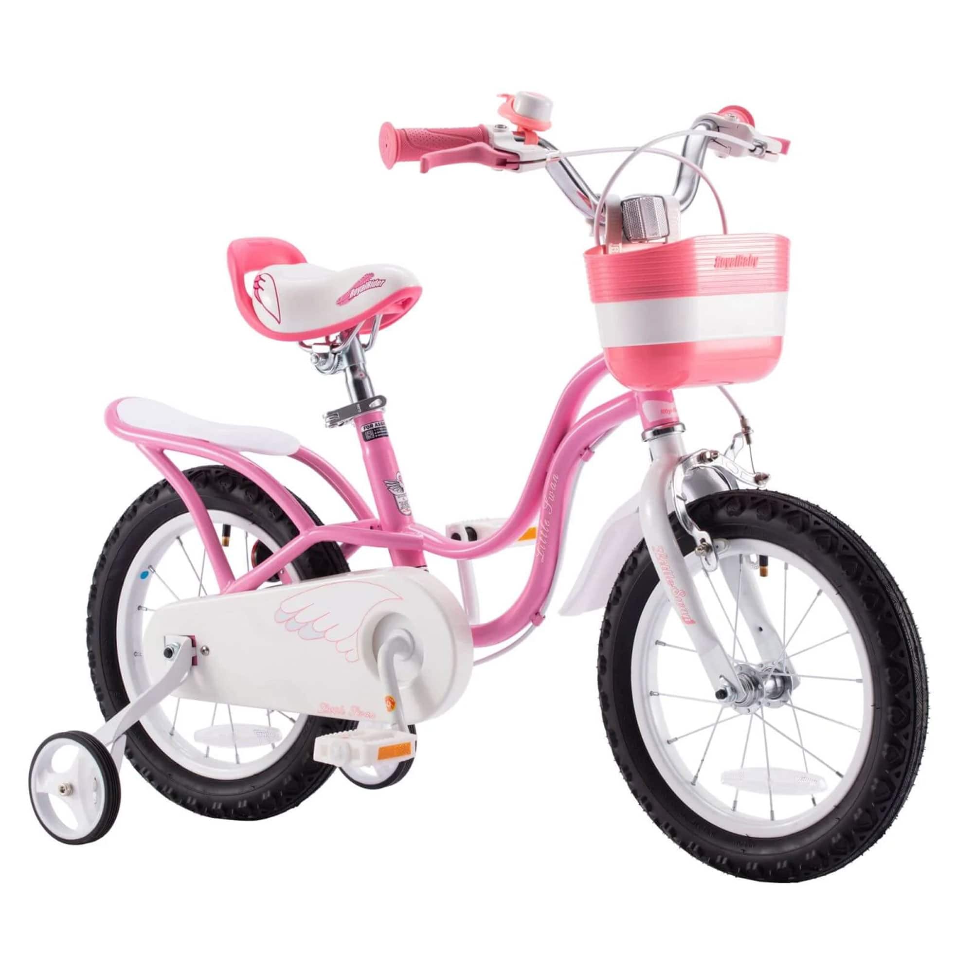 RoyalBaby - Little Swan 12" Carbon Steel Kids Bicycle with Dual Hand Brakes, Pink - Swan/Pink (2-Handlebrake)