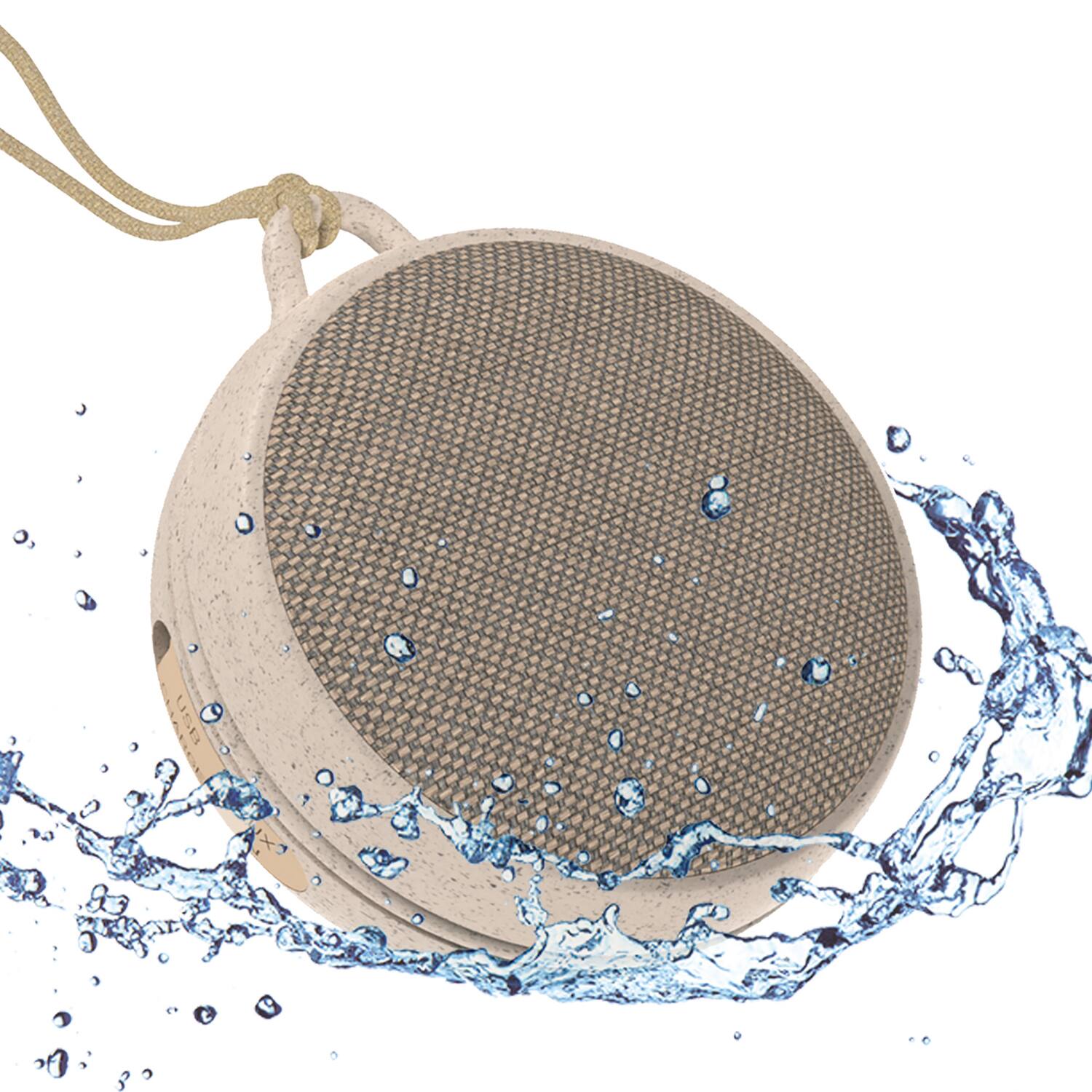 Alt View 1. Maxell - 3W ECO Portable Bluetooth Rechargeable Speaker, Natural Wood Casing, Aux In, IPX7 Waterproof, 7 Hr Play Time - Light Wood.