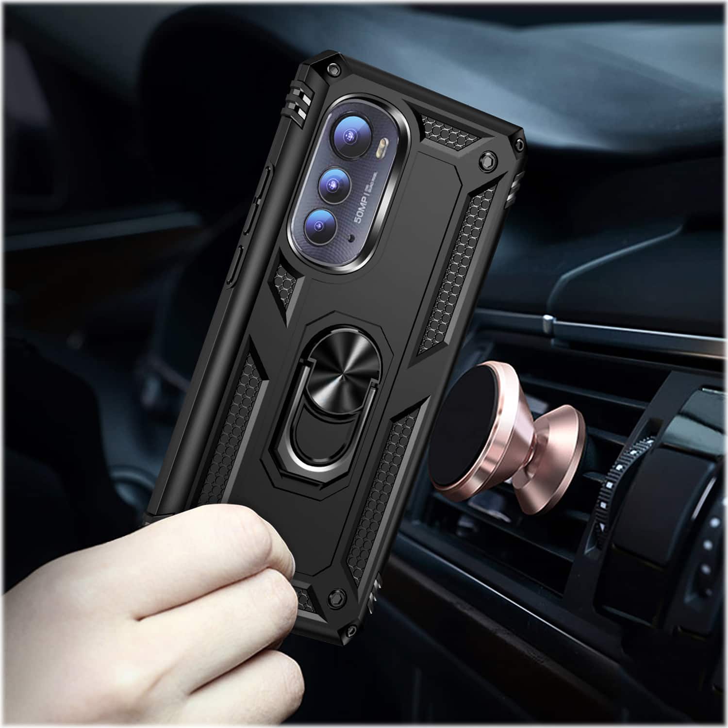 Alt View 14. SaharaCase - Kickstand Case for Motorola Edge (2022) - Black.