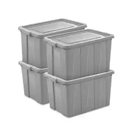 Sterilite - 30 Gallon Tuff1 Storage Tote, Stackable Plastic Bin with Lid, 4 Pack