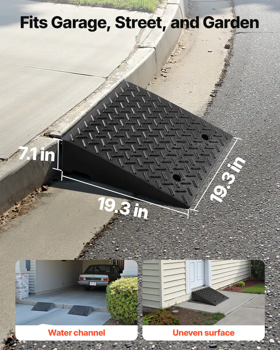 Model Walk In Ramp VEVOR Driveway Curb Ramp, 7000 lbs Load Capacity, 7 Inches Rise Height ...