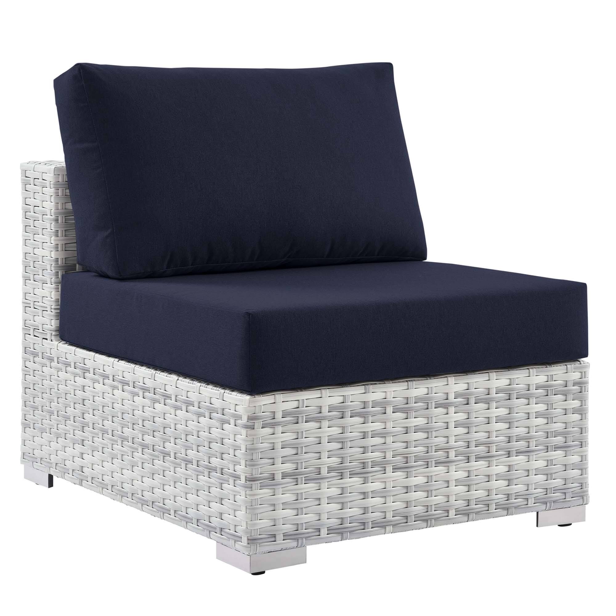Angle. Modway - Convene Outdoor Patio Armless Chair by Modway - Light Gray Navy.