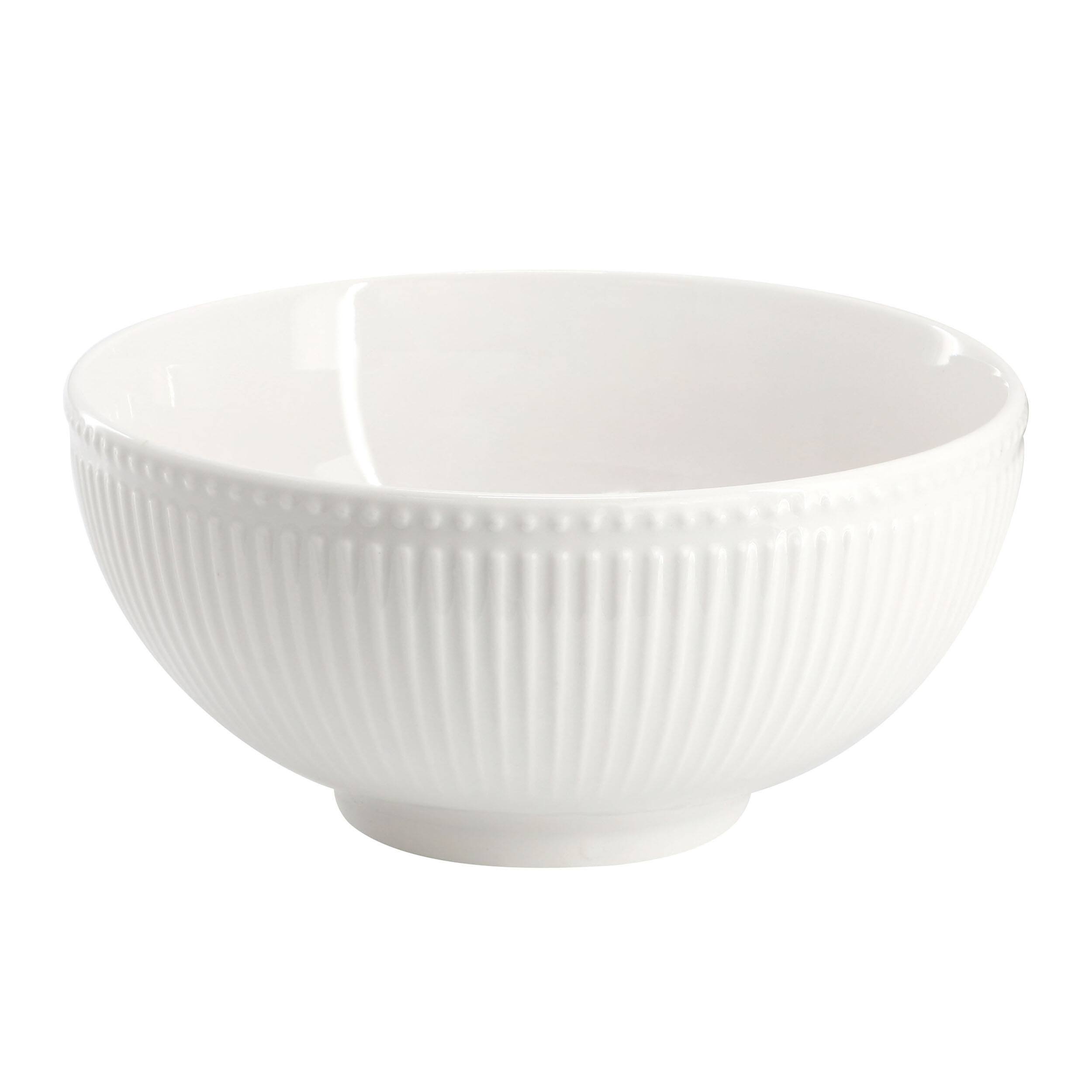 Alt View 3. Elama - Elama Kate 16 Piece Textured Trim Double Bowl Porcelain Dinnerware Set in White - White.