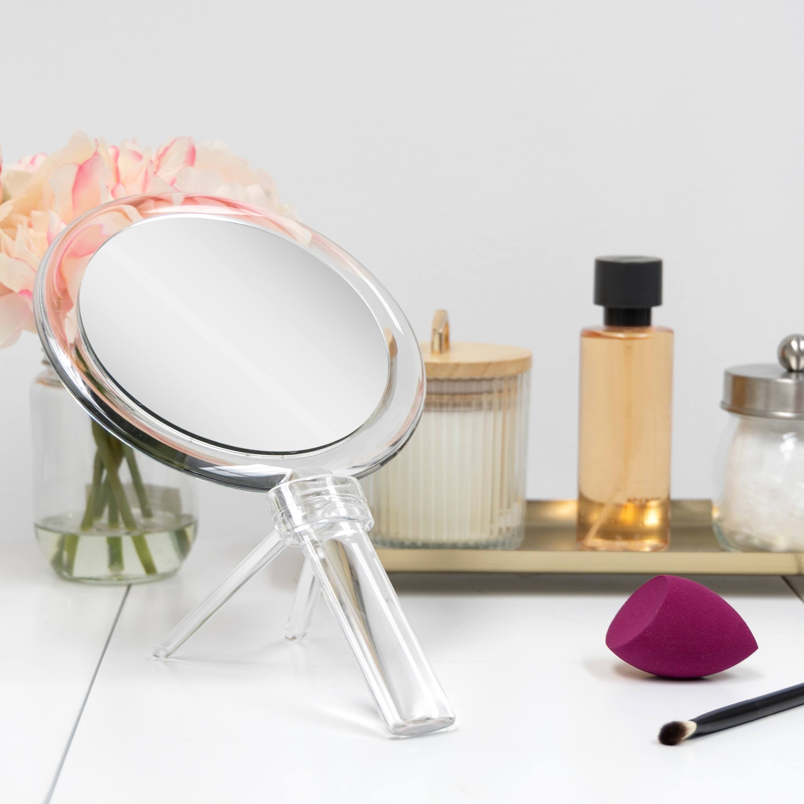 Alt View 2. Zadro - Handheld Makeup Mirror with Dual 5X/1X Magnifications & Stand - Made In USA - Clear.