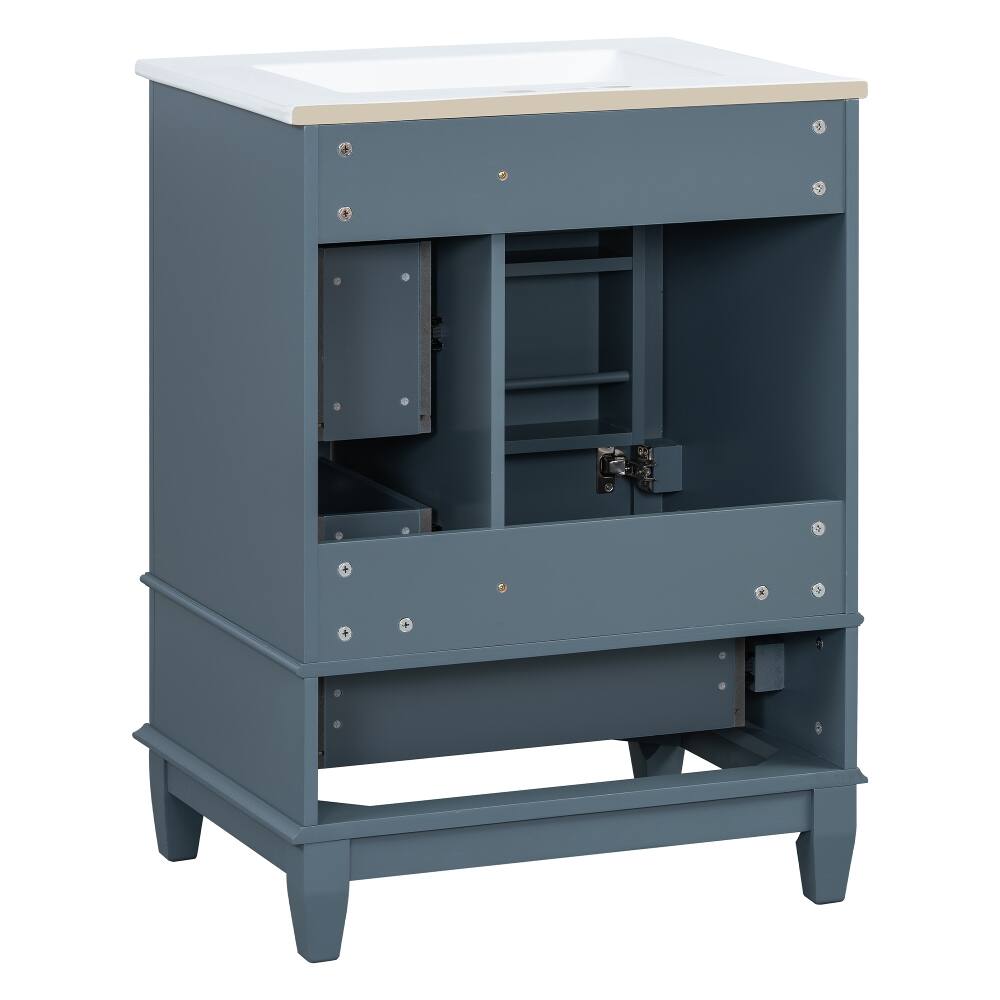 Alt View 3. Loheer - Loheer 24 inch bathroom vanity with sink Gray Blue Freestanding Vanity with Ceramic Top - Gray Blue.