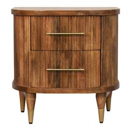 Artisan Furniture - Solid Wood Curved 2 Drawer Bedside Table - Brown