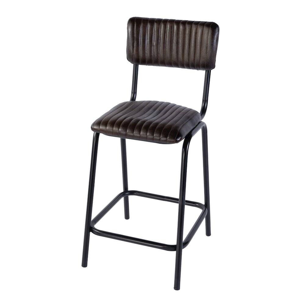 Alt View 2. Butler Specialty - Waylon 31.5 in. Seat Height Leather Bar Height Stool - Black,Brown.