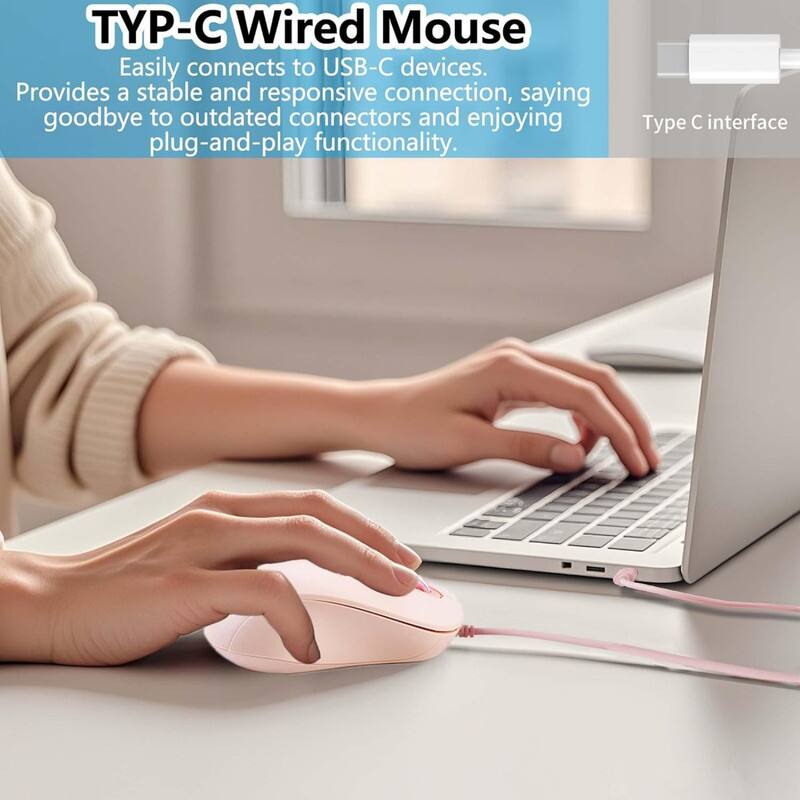 TYP-C Wired Mouse

Easily connects to USB-C devices. Provides a stable and responsive connection, saying goodbye to outdated connectors and enjoying plug-and-play functionality.

Type C interface