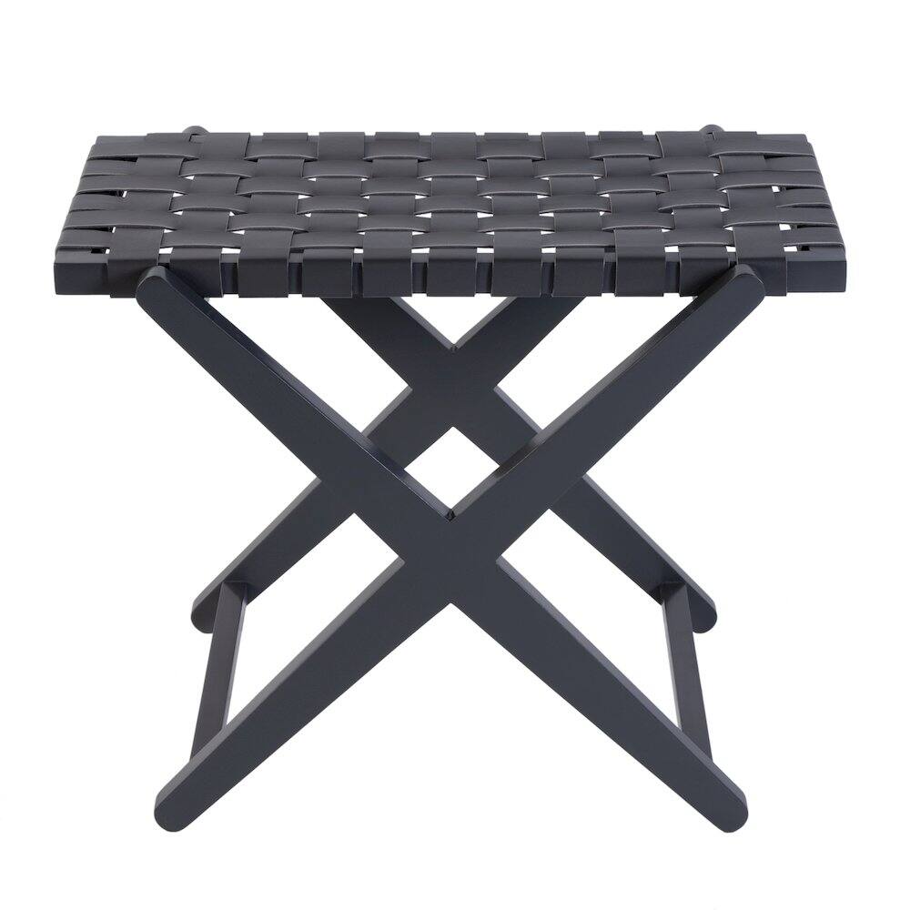 Back. Butler Specialty - Cipriani 24 in. W Leather & Wood Luggage Rack - Gray.