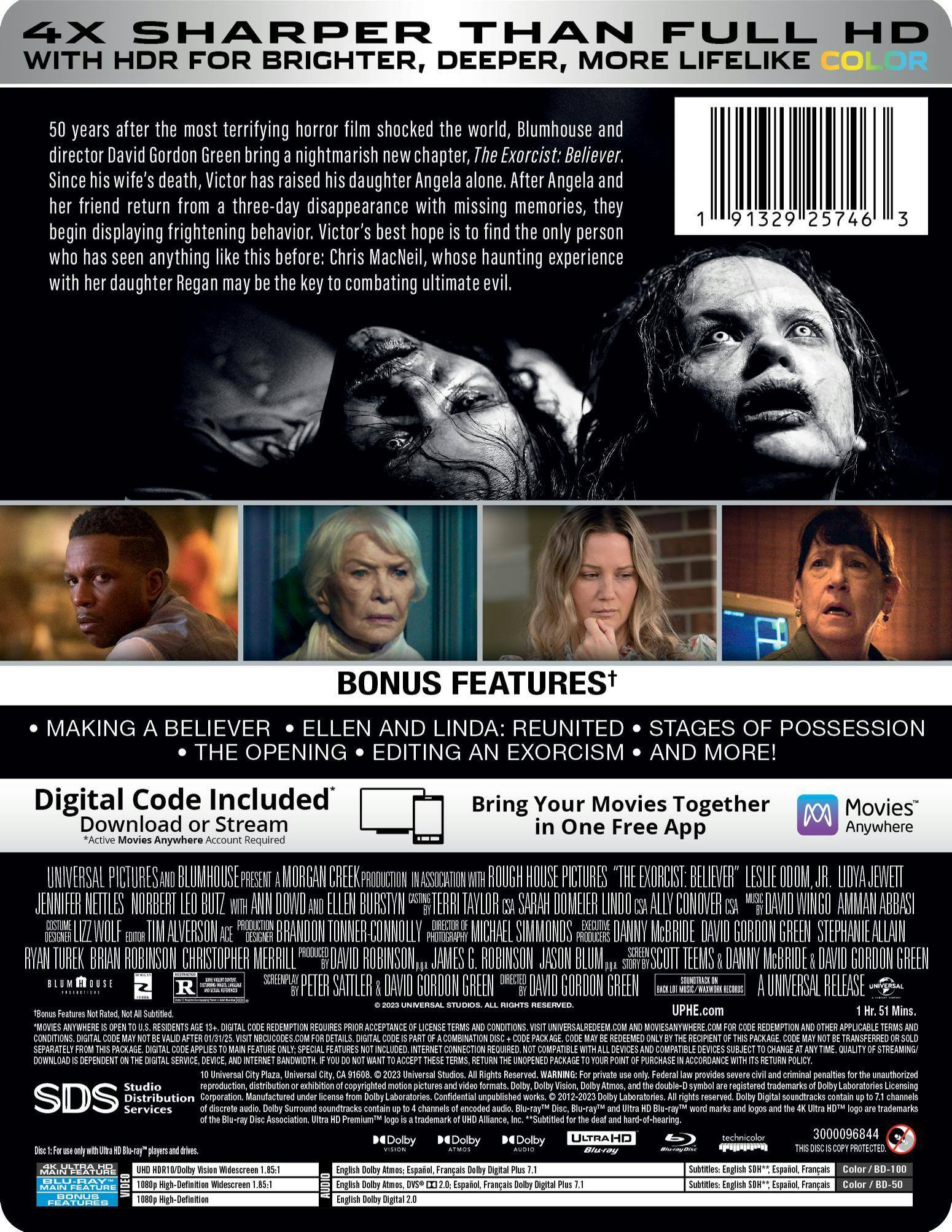 Back. The Exorcist: Believer (Limited Edition 4K Ultra HD Steelbook + Blu-ray) [UHD].