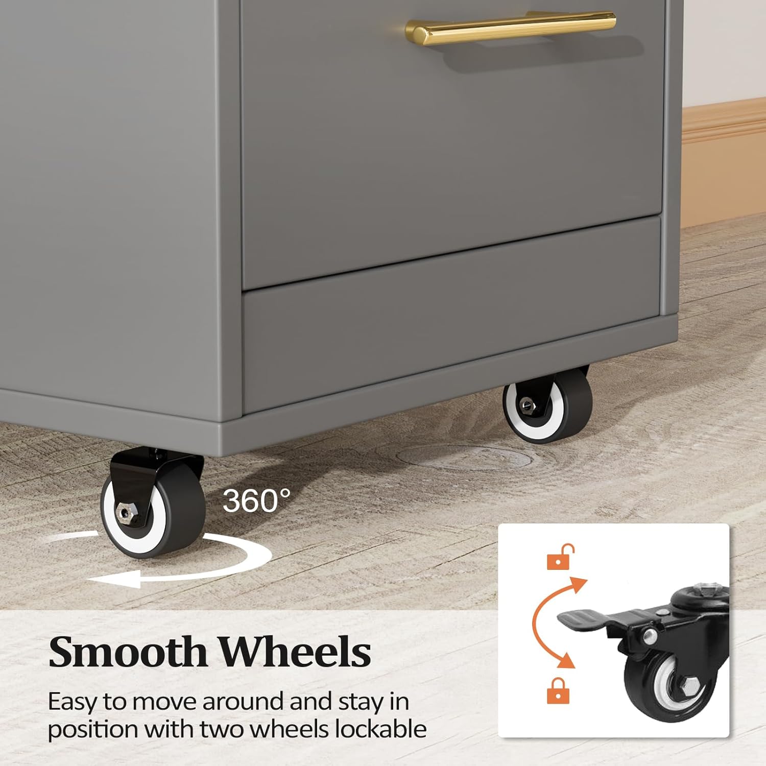360° Smooth Wheels  
Easy to move around and stay in position with two wheels lockable