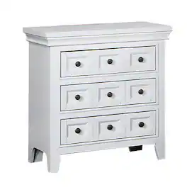 Manhattan Lane - Cile 26 Inch Nightstand, 3 Panel Drawers - White, Black