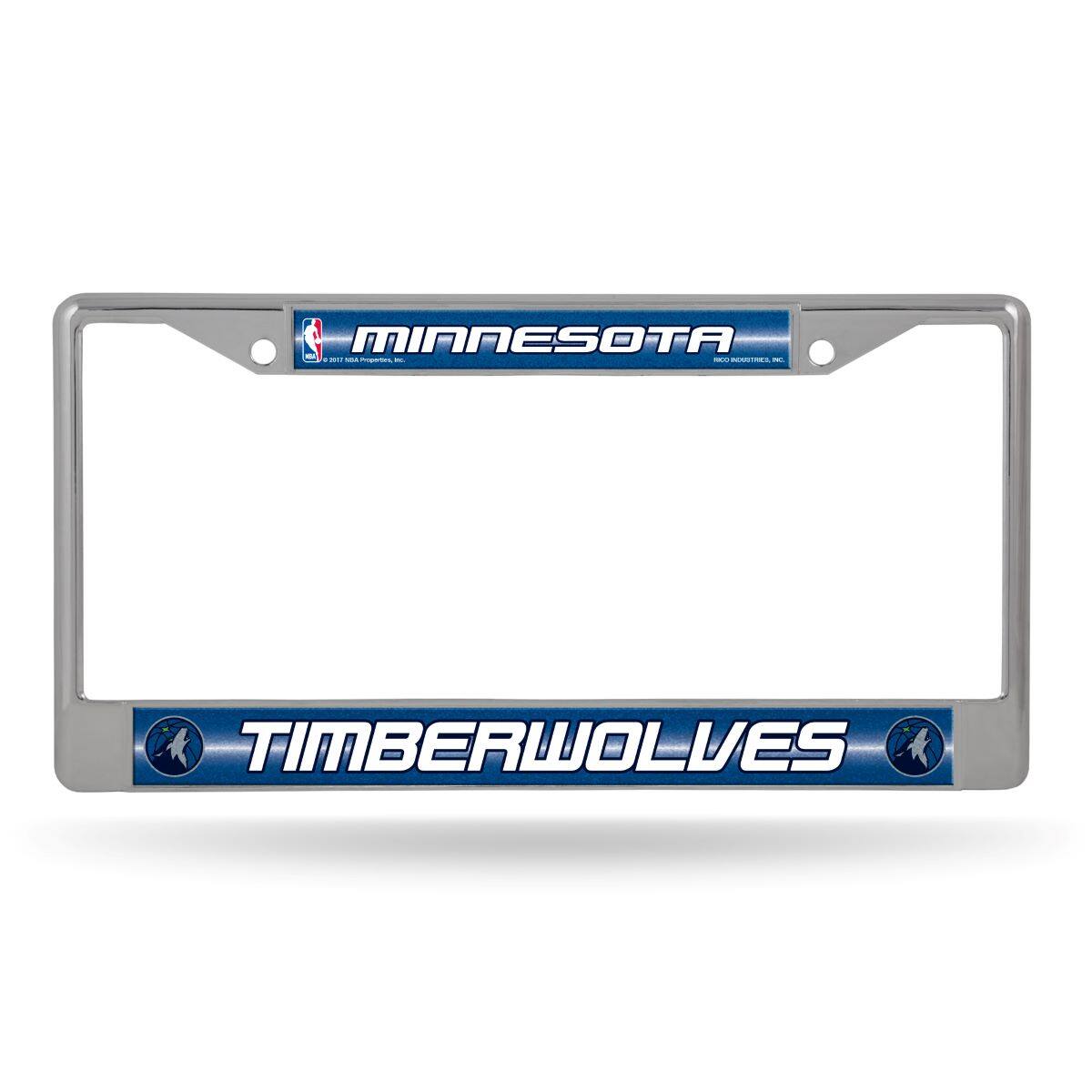 Minnesota Timberwolves Standard Size Chrome License Plate Frame - It Sparkles!