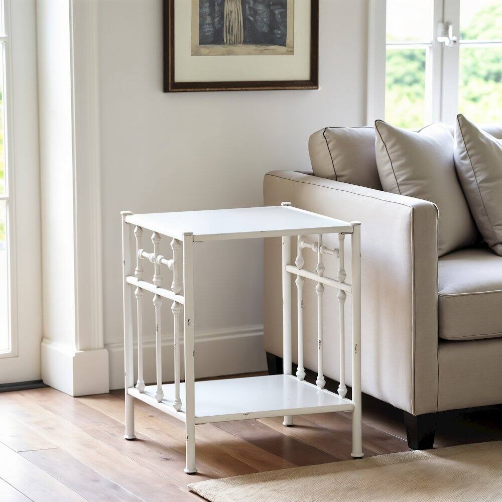 Alt View 5. Starlight Canyon Home - Metal Nightstand - Antique White, Small Metal Side Table for Bedroom - Black.