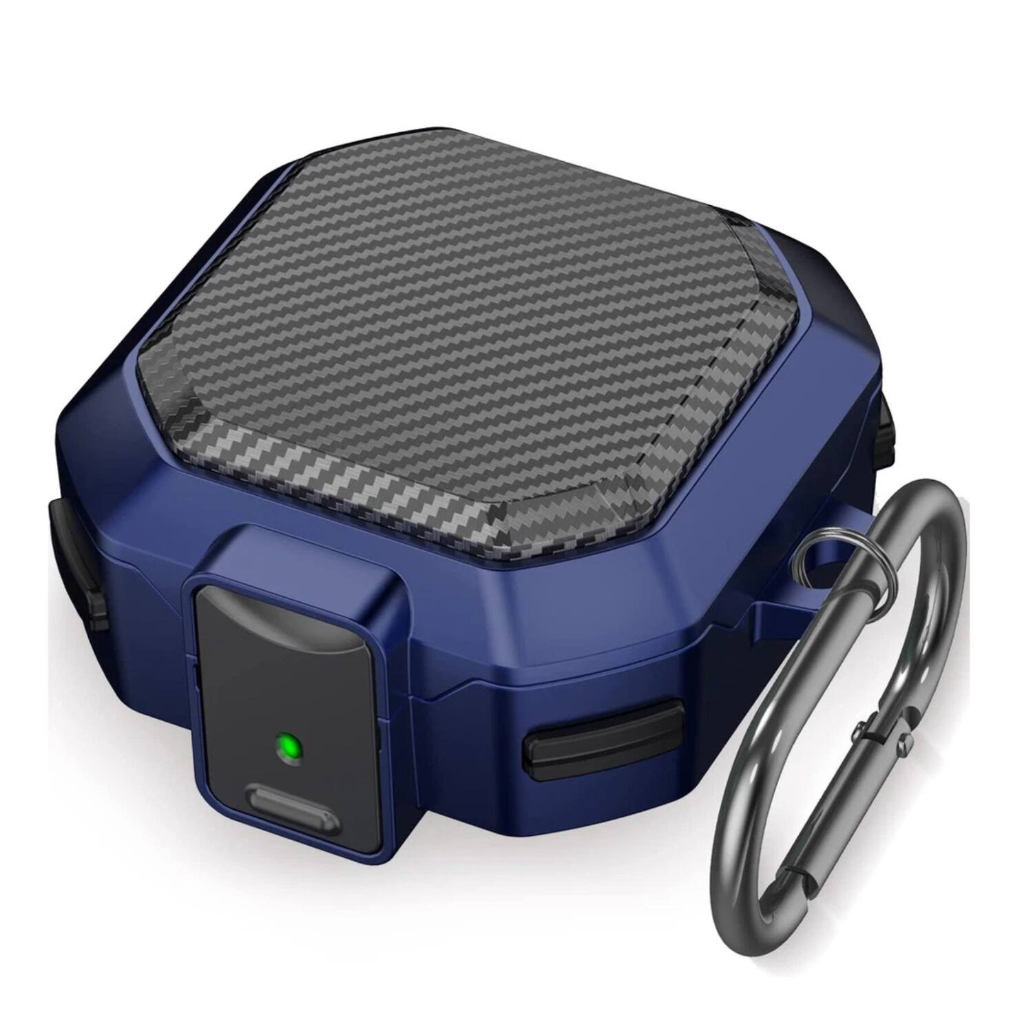 Front. Stock Preferred - Case For Samsung Galaxy Buds FE / Buds2 Pro / Buds2 / Buds Pro / Buds Live - Blue (carbon Fiber Pattern).