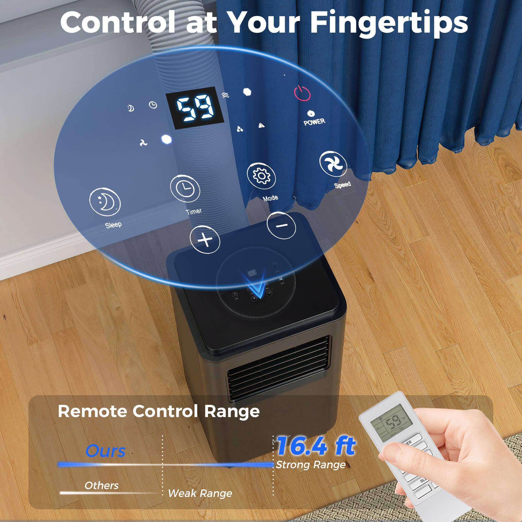 Control at Your Fingertips

Remote Control Range

Ours: 16.4 ft Strong Range

Others: Weak Range