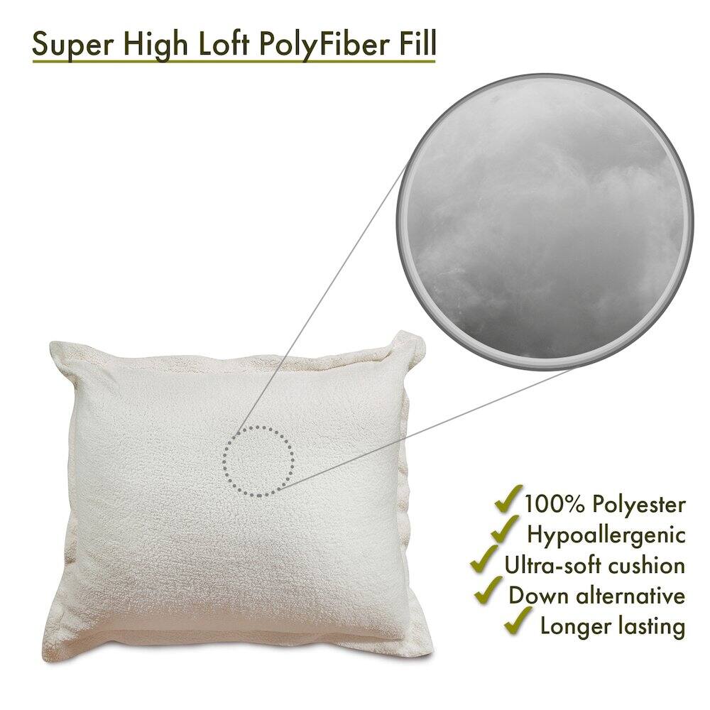 Super High Loft PolyFiber Fill

- 100% Polyester
- Hypoallergenic
- Ultra-soft cushion
- Down alternative
- Longer lasting