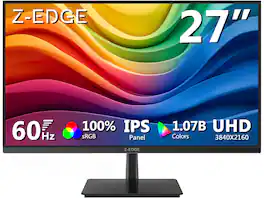 Z Z-Edge - U27P4K 27" IPS 4K Monitor, Ultra HD 3840 x 2160, 300 cd/m², 60Hz, HDMI + DP, 1.07B Colors, 100% sRGB - Black