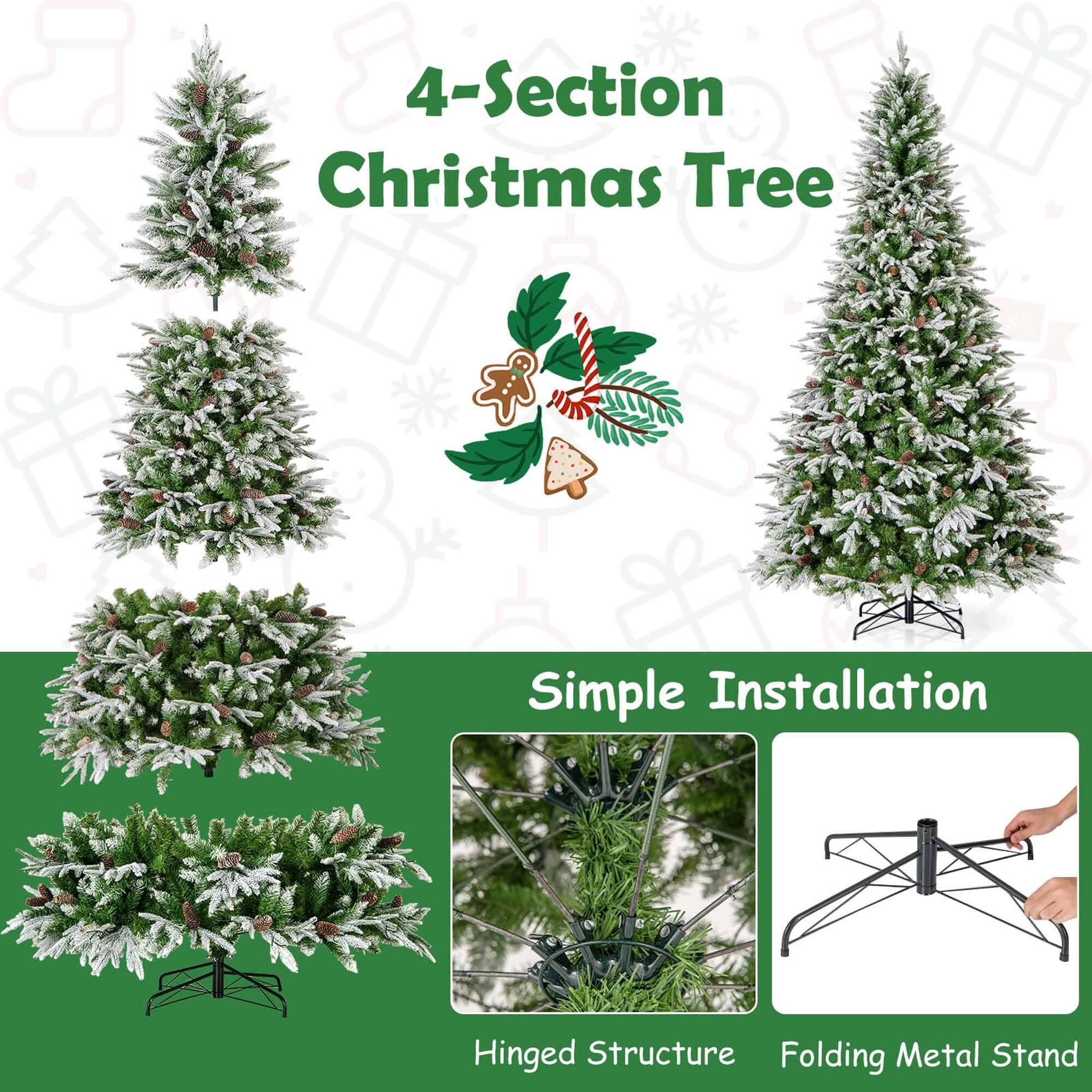4-Section Christmas Tree
Simple Installation
Hinged Structure
Folding Metal Stand